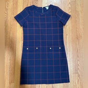 J.crew size 4 plaid blue dress. Gold hardware. Worn once, looks brand new.